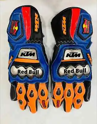 KTM RedBull Motorcycle MotoGP Motorbike Racing Leather Gloves All Size Available • $99.99