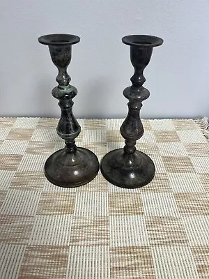 Metal Candlesticks Brown Blue Patina • $10