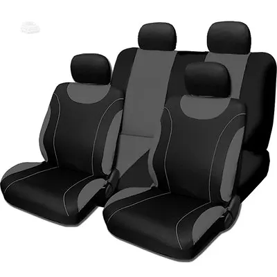 For VW New Flat Cloth Black And Grey Front And Back Car Seat Covers Set • $33.16