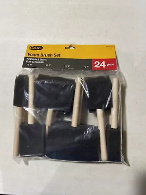 GAM 24 Piece Foam Paint Stain Sponge Brush Set Assorted Pack Wood Handle NEW!!! • $9.99