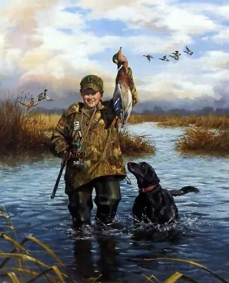 R.J. McDonald Got 'Em Dad Duck Hunting - 18 X22  Artist Proof Art Print • $200