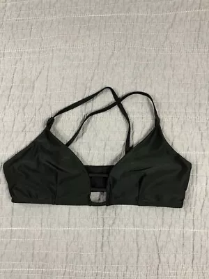 Zaful Bikini Top Women Large US 8 Black Lined Swim Pool Cross Adjustable Straps • $7.97