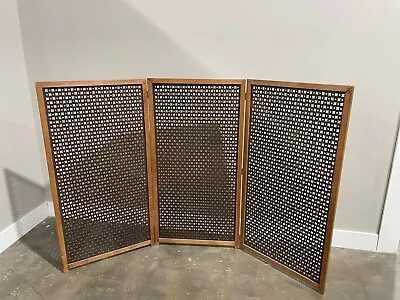 Midcentury MCM Board  Folding Screen Room Divider  Art Latticework • $347