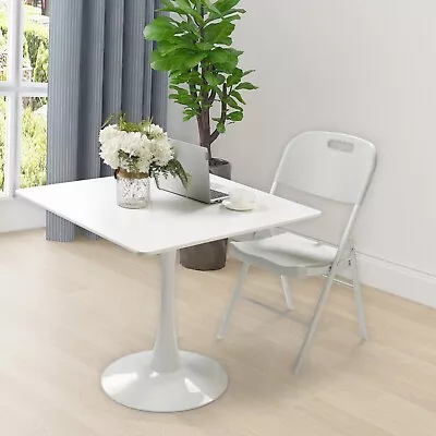 Square Dining Table In Mid-Century Tulip Style With Round Table Top And Pedestal • $134.99