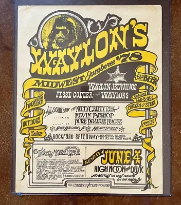 $849.50 • Buy Waylon Jennings 1978 Midwest Jambree Vintage Concert Poster Heavy Stock