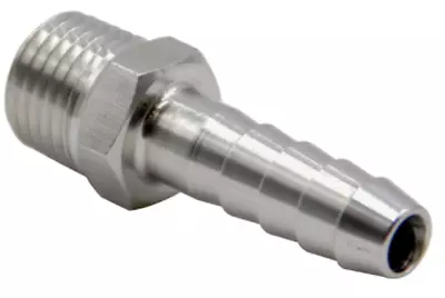 (Qty 4) 1/4  OD Barb X 1/4  Male NPT 316 Stainless Steel Hose Barb • $11.35