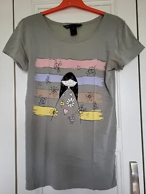 Marc By Marc Jacobs Tshirt Size S UK 8 Grey Miss Marc Girl Graphic • £3.99