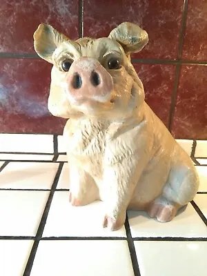 Pig Statue Universal Statuary Corp 1987 Vintage Decor Realistic Eyes USA • $50
