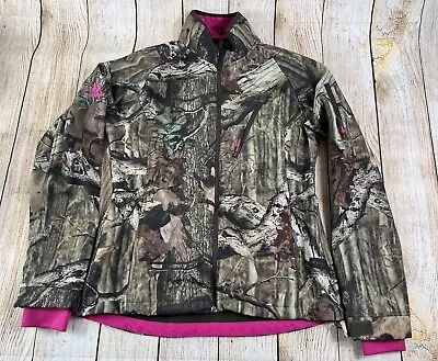 Women’s Mossy Oak Break Up Camo Pink Soft She’ll Jacket Size Medium Full Zip • $20