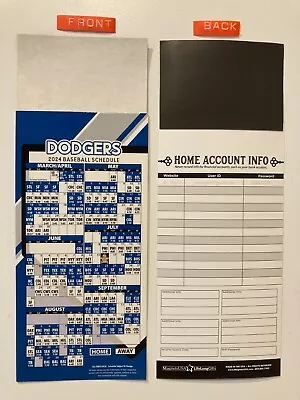 Mlb La Dodgers 2024 Magnet Schedule (9  X 3 1/2 ) Teams Dates & Times - New • $2.95