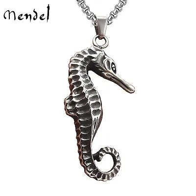 MENDEL Mens Womens Stainless Steel Beach Seahorse Pendant Necklace Jewelry Charm • $13.99