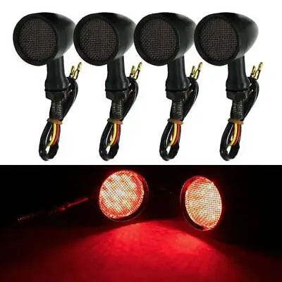 4x Motorcycle Brake Running Turn Signals 12V LED Red Light Black 10mm For Honda • $39.68