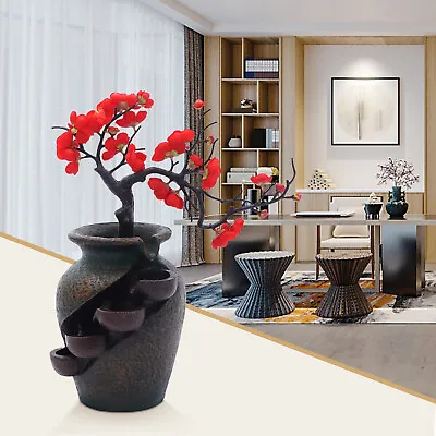 FengShui Flower Vase Waterfall Fountain Indoor Water Fountain Tabletop Decor • $36.10