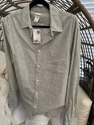 H&M Men’s Shirt Regular Fit Coupe Standard Sz M Button Up Long Sleeve Gray Grey • $5.99