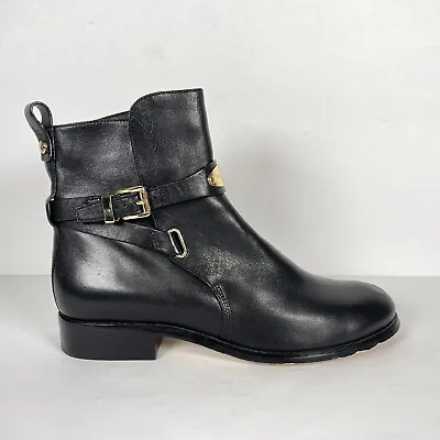 Michael Kors Arley Ankle Boots Womens Size 8 M Black Leather Buckle Strap Shoes • $44.99