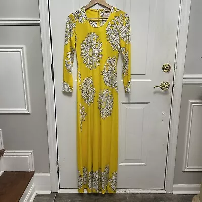 Mr. Dino Golden Door Vintage Maxi Dress Floral Yellow Women’s Size 8 **READ** • $120