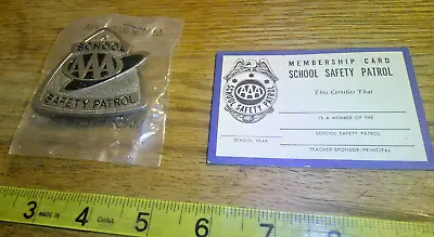 Vintage AAA School Safety Patrol Metal Badge Pin And Membership Pledge Card • $12