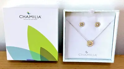 NEW CHAMILIA 18KT Gold Plated Sterling Silver Heirloom Lace Necklace & Earrings • £62.28