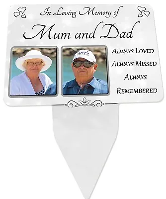 2 Photos Personalised Memorial Plaque & Stake Garden Grave Mum Dad Etc • £13.99