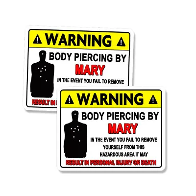 $3.49 • Buy MARY Body Piercing Bullet Holes Funny Firearm Stickers Decals 2 PACK 5 