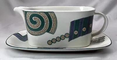 Mikasa Intaglio CAC18 Life Style Gravy Boat W/Underplate 8 1/4  Geometric • $17.95