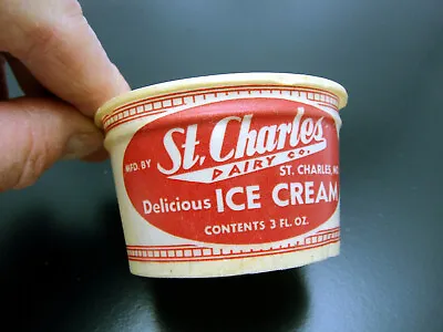 Vintage St Charles Dairy Chocolate Ice Cream Container 3 Oz St Charles Missouri • $19.99