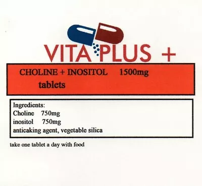 £8.99 • Buy Choline & Inositol 1500mg Tablets 60’s Relieve Anxiety, Lower Cholesterol