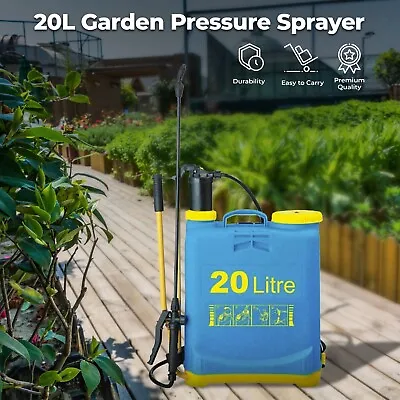20L Garden Pressure Sprayer Knapsack Weed Crop Pest Killer Pump Parkland Spray • £18.99