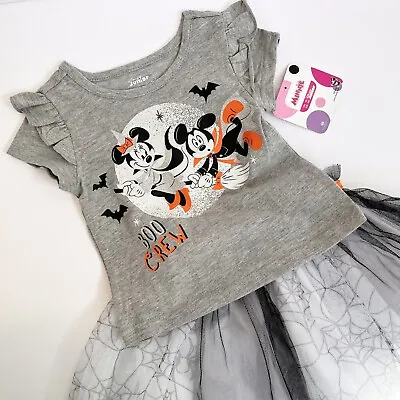 Disney Jr Minnie Mouse Girls 2 Pc Halloween Outfit Shirt Tutu Skirt Boo Crew-12M • $12.99