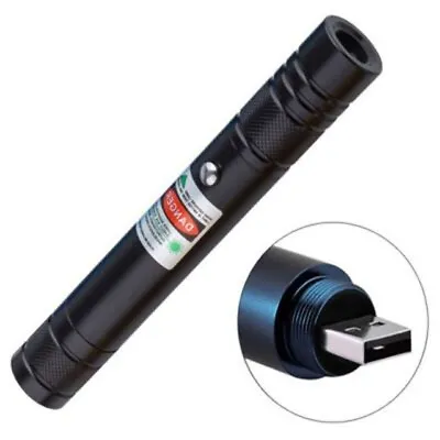 Black Aluminium Strong Green Beam Laser Pointer Pen USB Rechargeable 532nm Lazer • £9.99