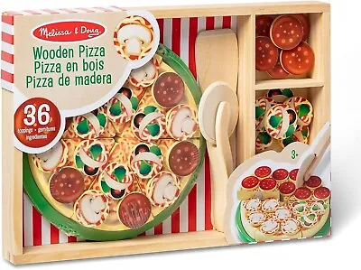 Melissa & Doug Wooden Pizza | Wooden Toys | Pretend Play | Play Food For Kids | • £32