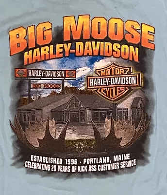 Harley Davidson Portland Maine XL Big Moose Work T-shirt 20y Of Cusromer Service • $19.99