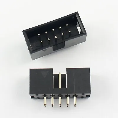 10Pcs 2.54mm 2x5 Pin 10 Pin Straight Male Shrouded PCB Box Header IDC Connector • $1.45