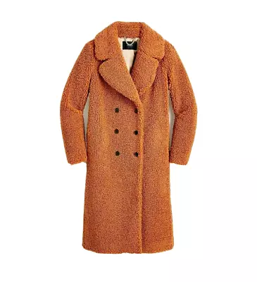 J.Crew Sz L Double Breasted Teddy Sherpa Coat Adobe Clay Topcoat $268! • $119.99