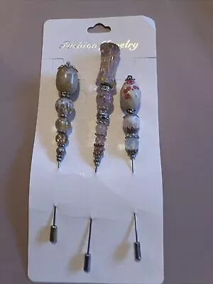 £15 • Buy Hat Pin Long Handmade 1 X 6” + 2 X 4 3/4” Vintage Antique Silver Style Only
