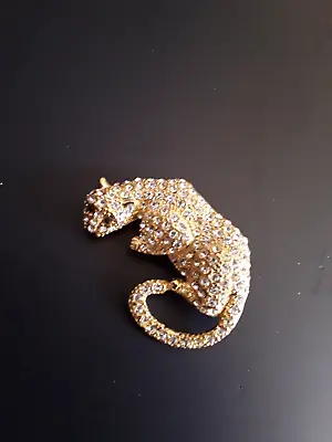 $16 • Buy Vintage 80s Jaguar Rhinestone Brooch, 1980s Big Cat Pin, Jewelry, 2 
