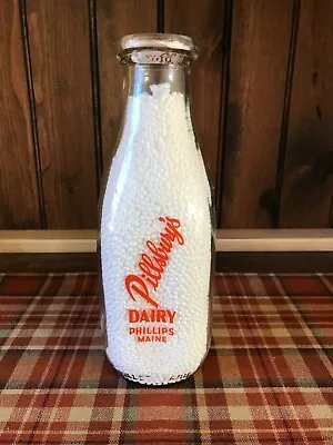 Pillsbury's Dairy Old Vintage Pyro Quart Milk Bottle Phillips Maine • $15