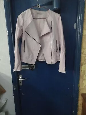 Calvin Klein CK Baby Pink Motorcycle Leather Jacket Coat Women's Size Small S • £15