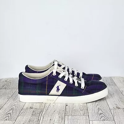 $22.99 • Buy Polo Ralph Lauren Giles Plaid Shoes Unisex Mens Sz 6, Womens Sz 7.5 Purple/Green