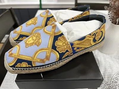 NEW Men’s  Versace Barocco Print Espadrille Shoes Sz 9 / 42 • $325