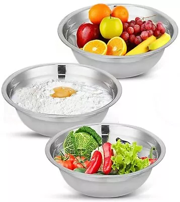£4.75 • Buy Stainless Steel Deep Mixing Bowl Cooking Baking Flat Base Assorted Sizes