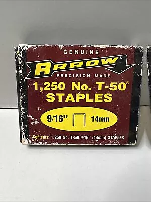 NOS T50 Staples  9/16  (14mm) Steel 1250/Pack  Arrow Fastener  USA Made • $9.99