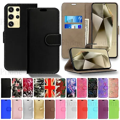 Case For Samsung S24 S23 FE S22 S21 Ultra S20 S8 Plus Leather Wallet Phone Cover • £3.95