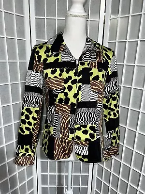 Erin London Jacket Animal Brown Black Green Safari Pattern Coat Womens Small • $18.47