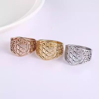 Aesthetic Flower Ring Vintage Flower Of Life Elegant Stainless Steel Zircon Ring • $5.99