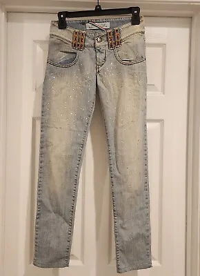 MET IN JEANS Womens Jeans Size 25 Logo Made In Italy Rhinestones  • $40
