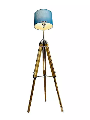 Marine Antique Floor Lamp Adjustable Standing Natural Teak Wood Without Shade • $304.56