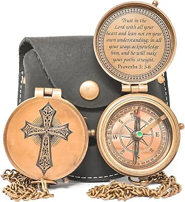 Antique Vintage Brass Pocket Compass Brass Nautical Compass Marine Compass Gift • $29.26