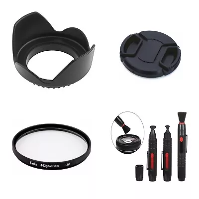 $21.99 • Buy 55mm Camera Bundle Set Lens Hood Cap UV Filter Cleaning Pen For Sony Lens