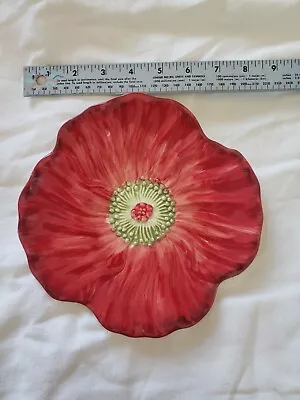 Mum Florals By Maxcera Red Poppy Flower Shape Salad Plate 8 In.  • $20